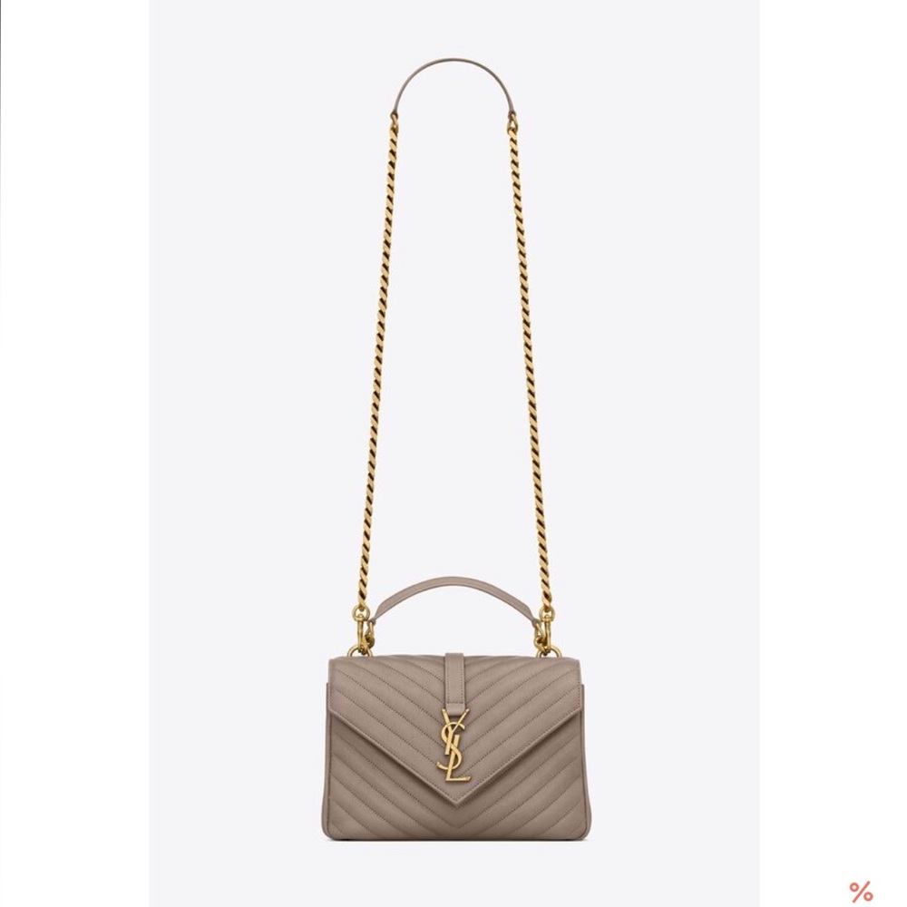 Yves Saint Laurent Beige Quilted Crossbody Bag - college medium